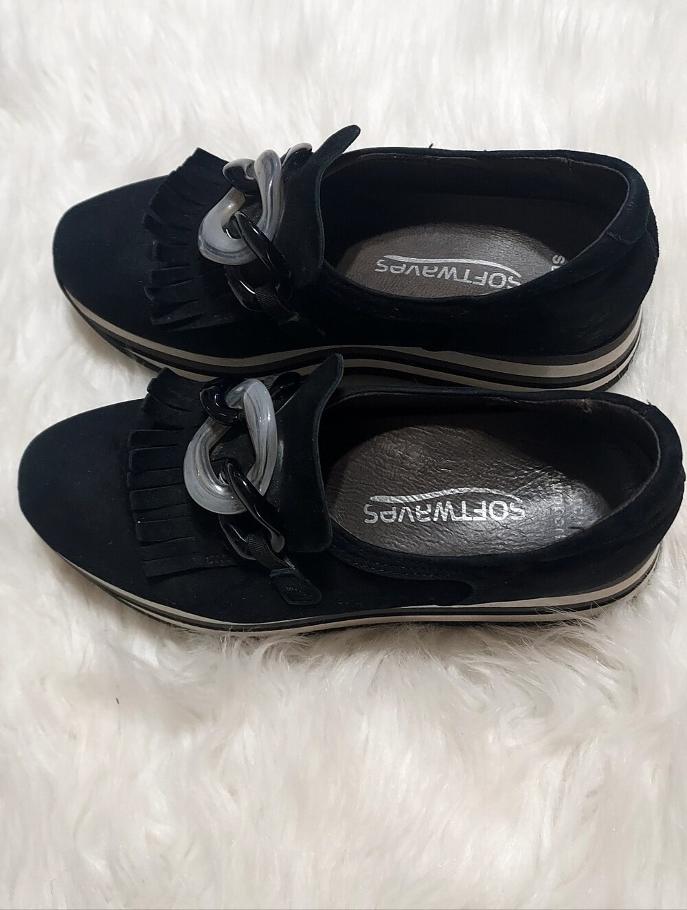 Softwaves Cadie Suede Leather Arch Support Platform Loafers Sz-36.5/6.5